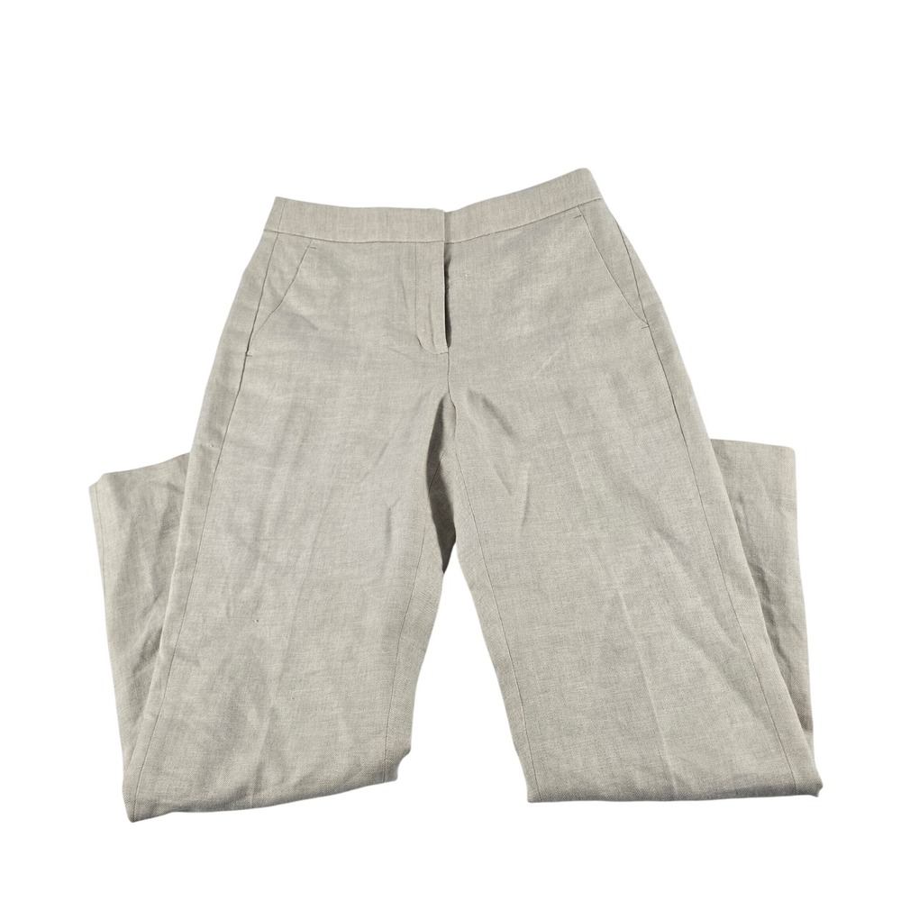 J.Crew Kate Straight Leg Linen Blend Pants Beige Oatmeal BF407 Size 4
